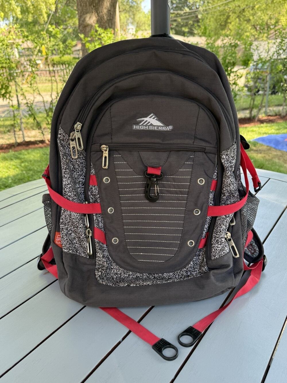 HIGH SIERRA Unisex Tactic Backpack 17” Laptop Pocket Gray Red Outdoor Travel Bag